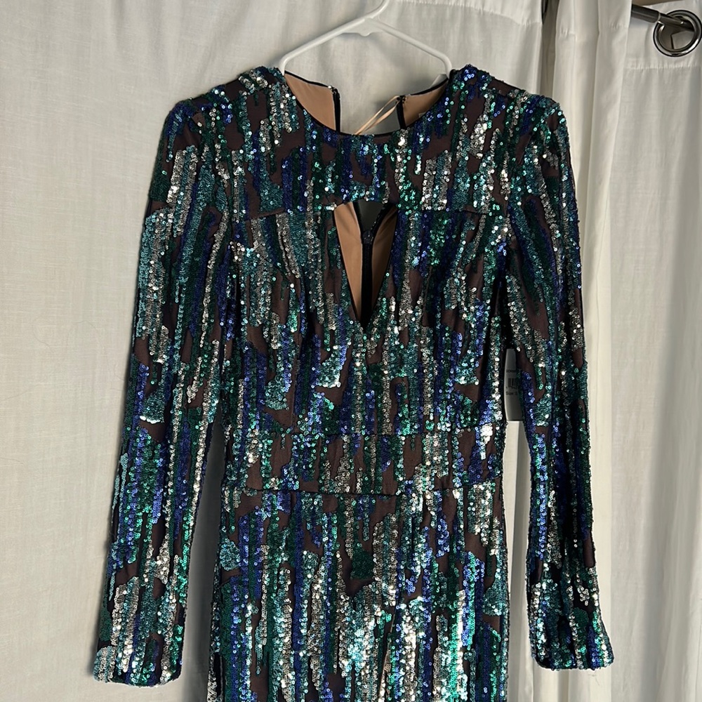 Gorgeous blue sequin dress.